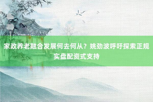 家政养老融合发展何去何从？姚劲波呼吁探索正规实盘配资式支持