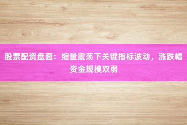 股票配资盘面：缩量震荡下关键指标波动，涨跌幅资金规模双弱