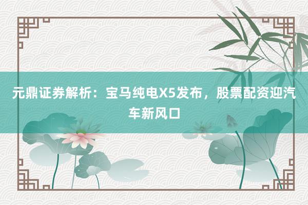 元鼎证券解析：宝马纯电X5发布，股票配资迎汽车新风口