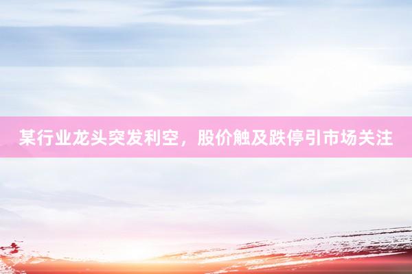 某行业龙头突发利空，股价触及跌停引市场关注