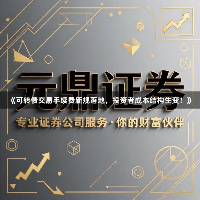 《可转债交易手续费新规落地，投资者成本结构生变！》