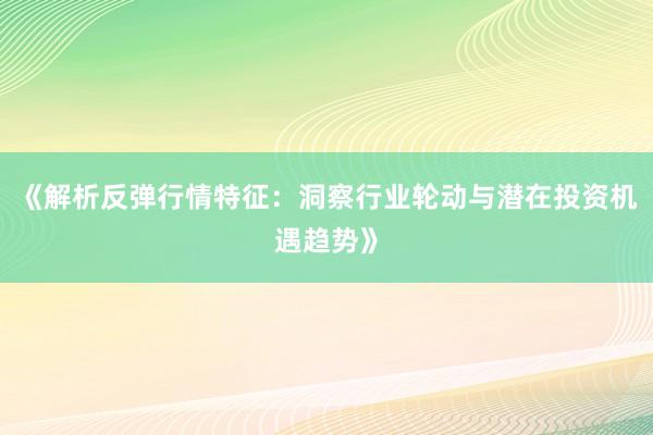《解析反弹行情特征：洞察行业轮动与潜在投资机遇趋势》