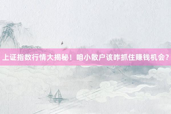 上证指数行情大揭秘！咱小散户该咋抓住赚钱机会？