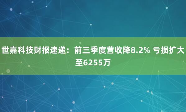 世嘉科技财报速递：前三季度营收降8.2% 亏损扩大至6255万